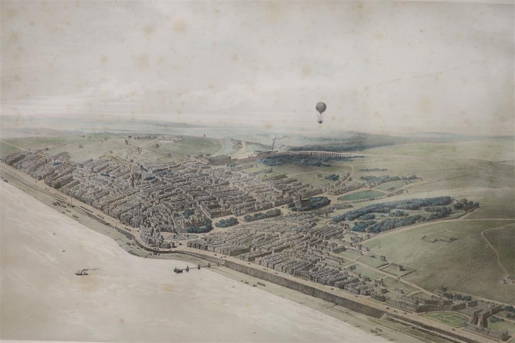 Jules Arnout (1814-1868), colour lithograph, Brighton, view taken in balloon, 34 x 46cm